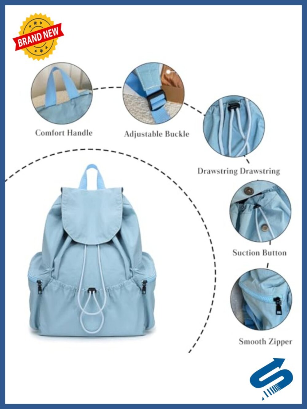 Canvas Backpack Drawstring Rucksack Travel College - Picture 3 of 5